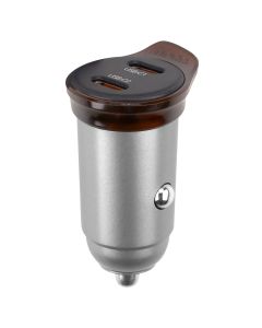 Автомобільний зарядний пристрій Hoco NZ16B 2Type-C PD 45W Сірий (Metal Grey)