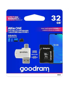 Карта пам`ятi MicroSDHC Goodram 32Gb UHS-I Class 10 + адаптер + OTG Card reader