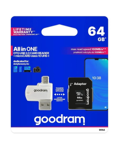 Карта пам`ятi MicroSDXC Goodram 64Gb UHS-I Class 10 + адаптер + OTG Card reader