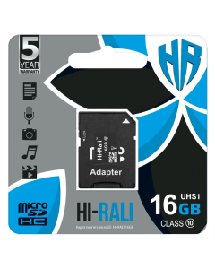 Карта пам'ятi MicroSDHC Hi-Rali 16Gb UHS-I Class 10 + адаптер