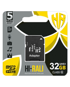 Карта памяти MicroSDHC Hi-Rali 32Gb UHS-I Class 10 + адаптер