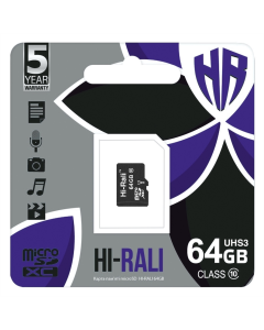 Карта памяти MicroSDXC Hi-Rali 64Gb UHS-I/U3 Class 10