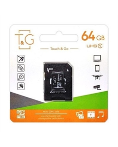 Карта памяти MicroSDXC T&G 64 Гб UHS-I Class 10 + адаптер