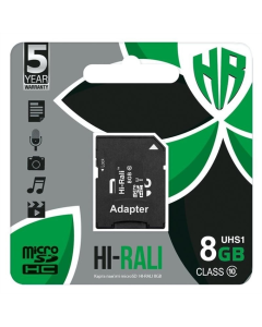 Карта пам`ятi MicroSDHC Hi-Rali 8Gb UHS-I Class 10 + адаптер