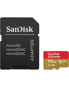 Карта пам`ятi MicroSD SanDisk Extreme 512Gb C10 UHS-I V30 U3 R190/W130MB/s + адаптер