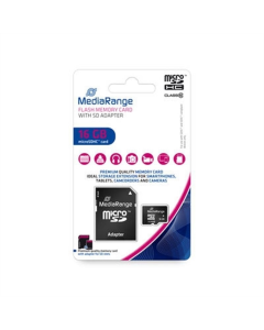 Карта пам`ятi MicroSDHC MediaRange 16Gb Class 10 R45/W12MB/s + адаптер