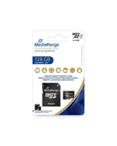 Карта памяти MicroSDHC MediaRange 128Gb UHS-I Class 10 R80/W10MB/s + адаптер