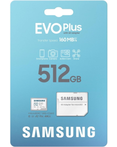 Карта пам`яті MicroSD Samsung Evo Plus 512Gb UHS-I/U3 Class 10 R160MB/s + адаптер
