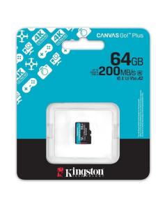 Карта пам`яті MicroSD Kingston Canvas Go Plus 64Gb UHS-I/U3 Class 10 R200/W200MB/s