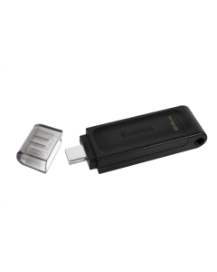 USB Флеш 64Gb Type-C Kingston DataTraveler 70 (USB 3.2) Чорна (Black)