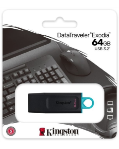 USB Флеш 64Gb Kingston DataTraveler Exodia (USB 3.2) Чорна (Black Teal)