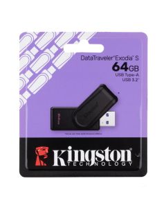 USB Флеш 64Gb Kingston DataTraveler Exodia S (USB 3.2) Чорна (Black Blue)