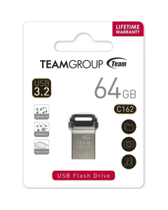 USB флеш-накопитель 64 Гб Team C162 Metal (USB 3.0) Серебристый (Silver)