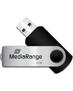 USB флеш-накопитель 64 Гб MediaRange (USB 2.0) серебристый (черно-серебристый)