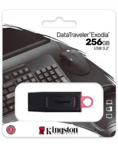 USB Флеш 256Gb Kingston DataTraveler Exodia (USB 3.2) Чорна (Black Pink)