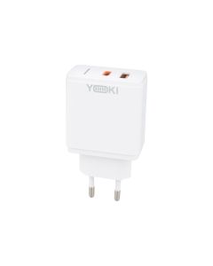 Зарядное устройство Yoki Led Series YK-33PD+QC 33W (1USB-C + 1USB) Белый (White)