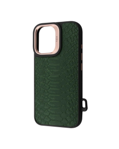 Чохол накладка для iPhone 16 Kajsa Snake Pattern MagSafe Зелена (Olive)