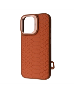 Чохол накладка для iPhone 16 Kajsa Snake Pattern MagSafe Золота (Brown)