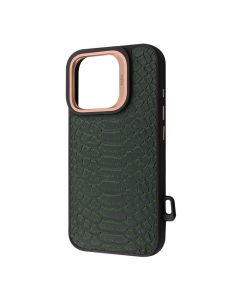 Чохол-накладка для iPhone 16 Pro Max Kajsa Snake Pattern MagSafe Зелена (Оливковий)