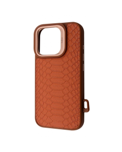 Чохол-накладка для iPhone 16 Pro Max Kajsa Snake Pattern MagSafe Золота (коричневый)