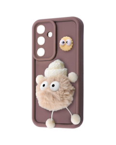 Чохол-накладка для Samsung A15 Pretty Things Case Чорна (Коричневий/Пухнастий Білий)