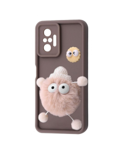 Чехол-накладка для Xiaomi Redmi Note 10 Pro Pretty Things Case Черный (Коричневый/Пушистый Белый)