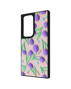 Чохол накладка для Samsung S24 Ultra WAVE Doodle Case Чорна (Flowers)