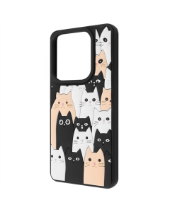 Чехол-накладка для Xiaomi Redmi Note 14 (Global) WAVE Doodle Case Черный (Кошки)