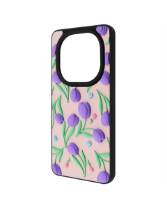 Чехол-накладка для Xiaomi Redmi Note 14 Pro WAVE Doodle Case Черный (Цветы)