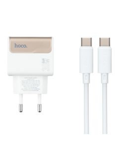 Зарядное устройство Hoco CS73A 1USB/1Type-C PD 30W + кабель Type-C to Type-C Белый (White)