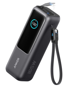 PowerBank 25000 mAh Anker P65W PD Built-In Double USB-C Cables Чорний (Black)