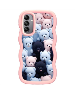 Чехол-накладка для Samsung A35 Cloudy Pictures TPU Розовый (розовые медведи)