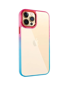Чехол-накладка для iPhone 12/12 Pro TPU+PC серии Fresh Sip Бирюзово-розовый (Turquoise Pink)