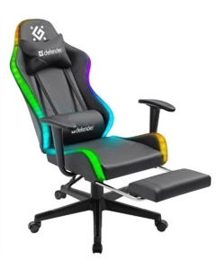 Кресло игровое Defender (64334) Watcher подсветка ПУ Черное (Black)