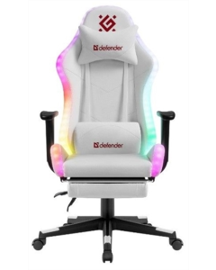 Крісло ігрове Defender (64336) Watcher підсвічування ПУ Біле (white)