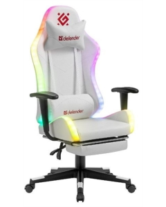 Крісло ігрове Defender (64336) Watcher підсвічування ПУ Біле (white)