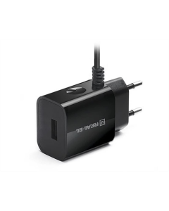 Зарядний пристрій REAL-EL CH-217 (USB, 2.1A) + кабель Lightning Чорний (Black)
