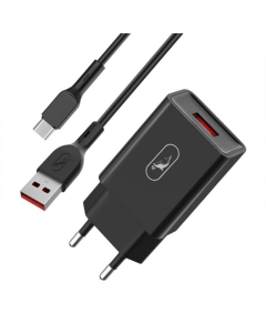 Зарядний пристрій SkyDolphin SC36V (1USB, 2.4A) (SDMZP-000176) + кабель microUSB Чорний (Black)
