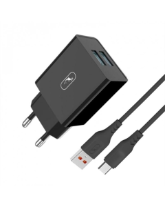 Зарядний пристрій SkyDolphin SC30V (2USB, 2.1A) (SDMZP-000172) + кабель microUSB Чорний (Black)