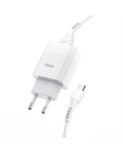 Зарядний пристрій Hoco C72A Glorious (1USB, 2.1А) (6931474713001) + кабель MicroUSB Білий (White)