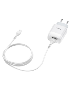 Зарядний пристрій Hoco C72A Glorious (1USB, 2.1А) (6931474713001) + кабель MicroUSB Білий (White)