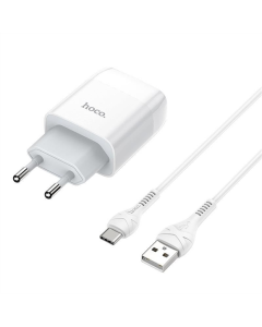 Зарядний пристрій Hoco C72A Glorious (1USB, 2.1А) (6931474713018) + кабель Type-C Білий (White)