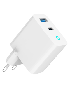 Зарядний пристрій Gembird (1USBх3A + 1USB-Cх3A) (TA-UC-PDQC30L-W-01) Білий (White)