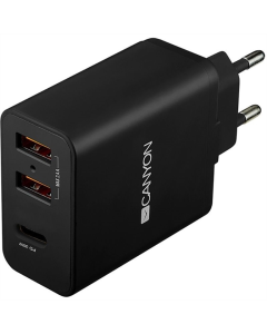 Зарядний пристрій Canyon (2USB, 2.4A) (CNE-CHA08B) Чорний (Black)