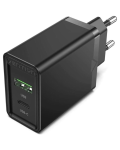 Зарядний пристрій Vention USB Type C + QC4.0 (18-20W) (FBBB0-EU) Чорний (Black)