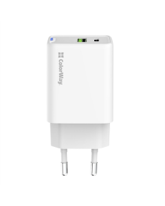 Зарядний пристрій ColorWay GaN Mini 45W PD Port PPS USB (Type-C PD + USB QC4.0) (CW-CHS060PD-WT) Білий (White)