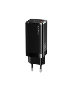 Зарядний пристрій Usams US-CC110 65W PD + QC3.0 (MTXLOGTL01) + кабель USB-C - Lightning Чорний (Black)