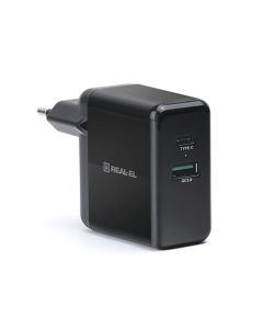 Зарядное устройство REAL-EL CH-350 QC3.0 (2USB, 3A) Черное (Black)