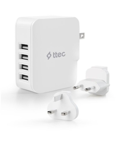Зарядний пристрій Ttec Quattro Traveler 4хUSB 5.1A/25Вт (2SC02BUK) Білий (White)