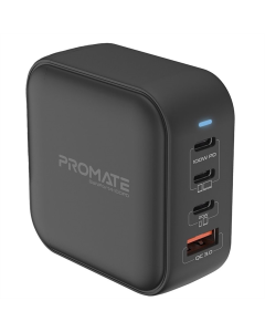 Зарядний пристрій Promate GaNPort4-100PD 100W Чорний (Black)